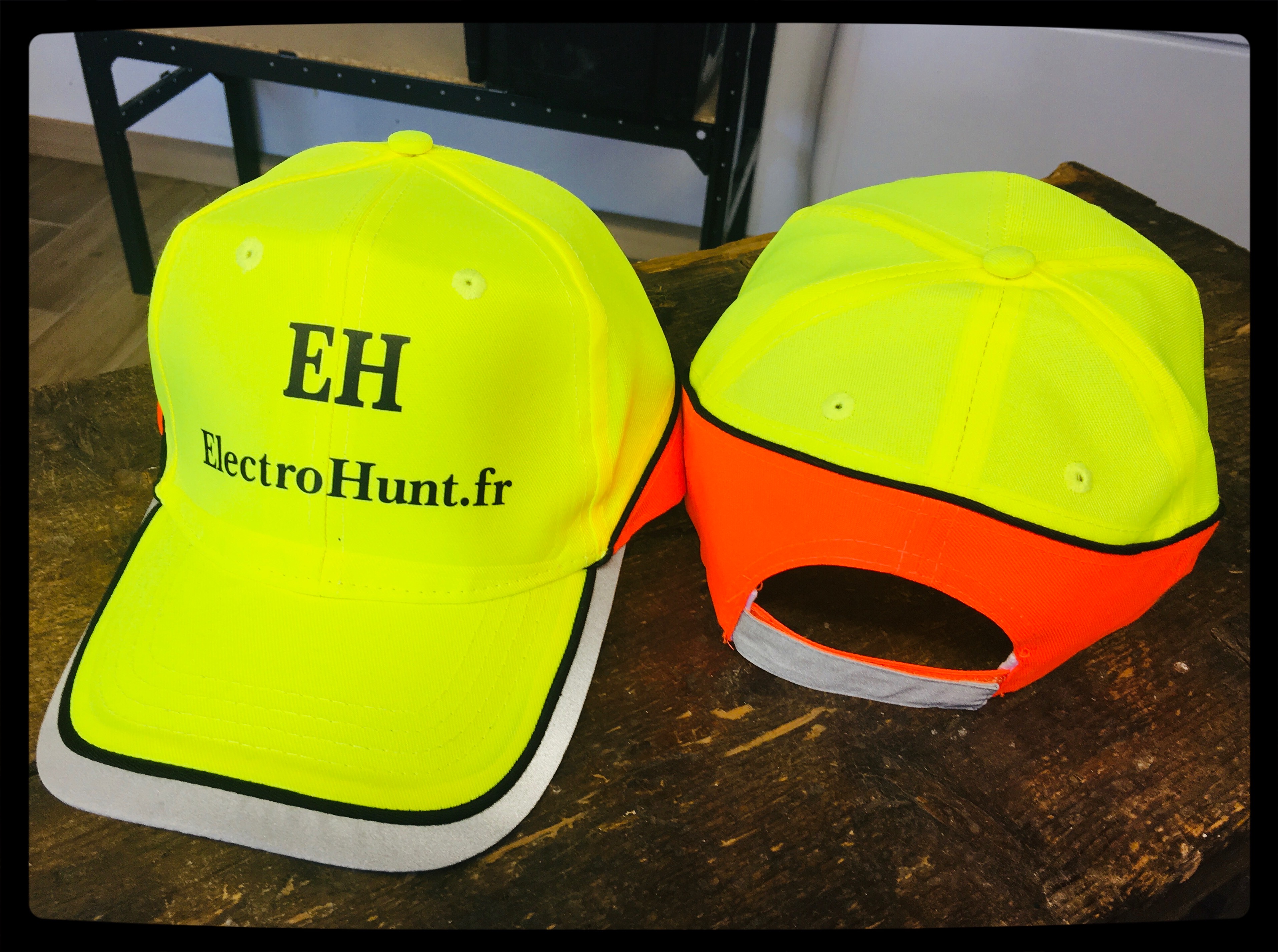 Casquette fluo jaune / orange EH pour chasseur